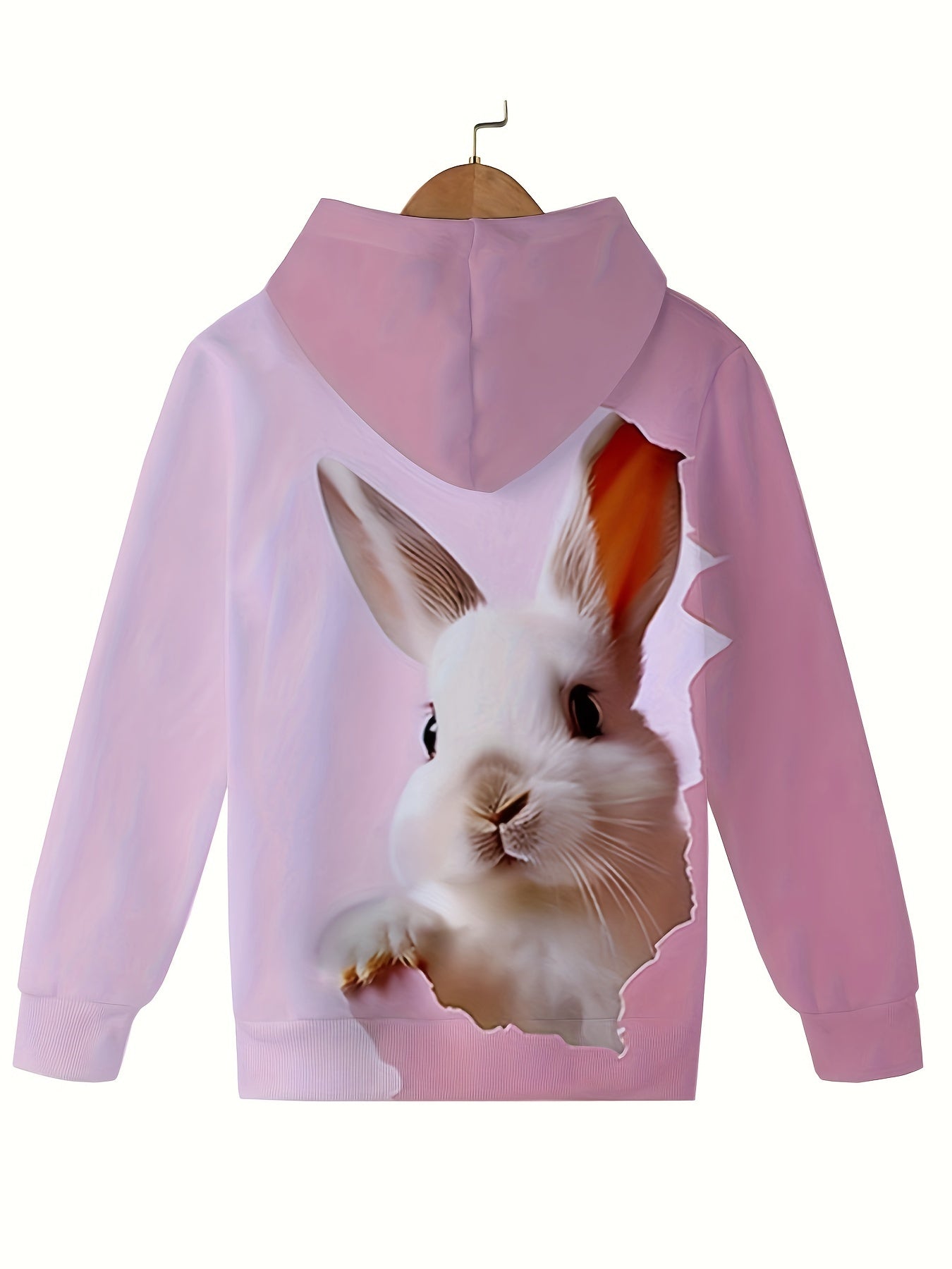 Bunny Print Sweatshirt for Girls - Comfy Hooded Pullover