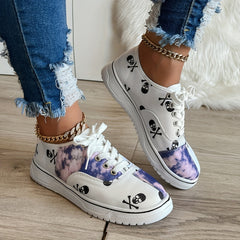 Women's Skull Print Sneakers Casual Halloween Shoes