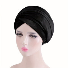 Velvet Turban Cap Solid Hijab Hat Elastic Head Wrap Ramadan Headscarf