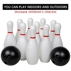 Bowling Ball Toy Set 10 Bottles 2 Balls Classic Style Large Size