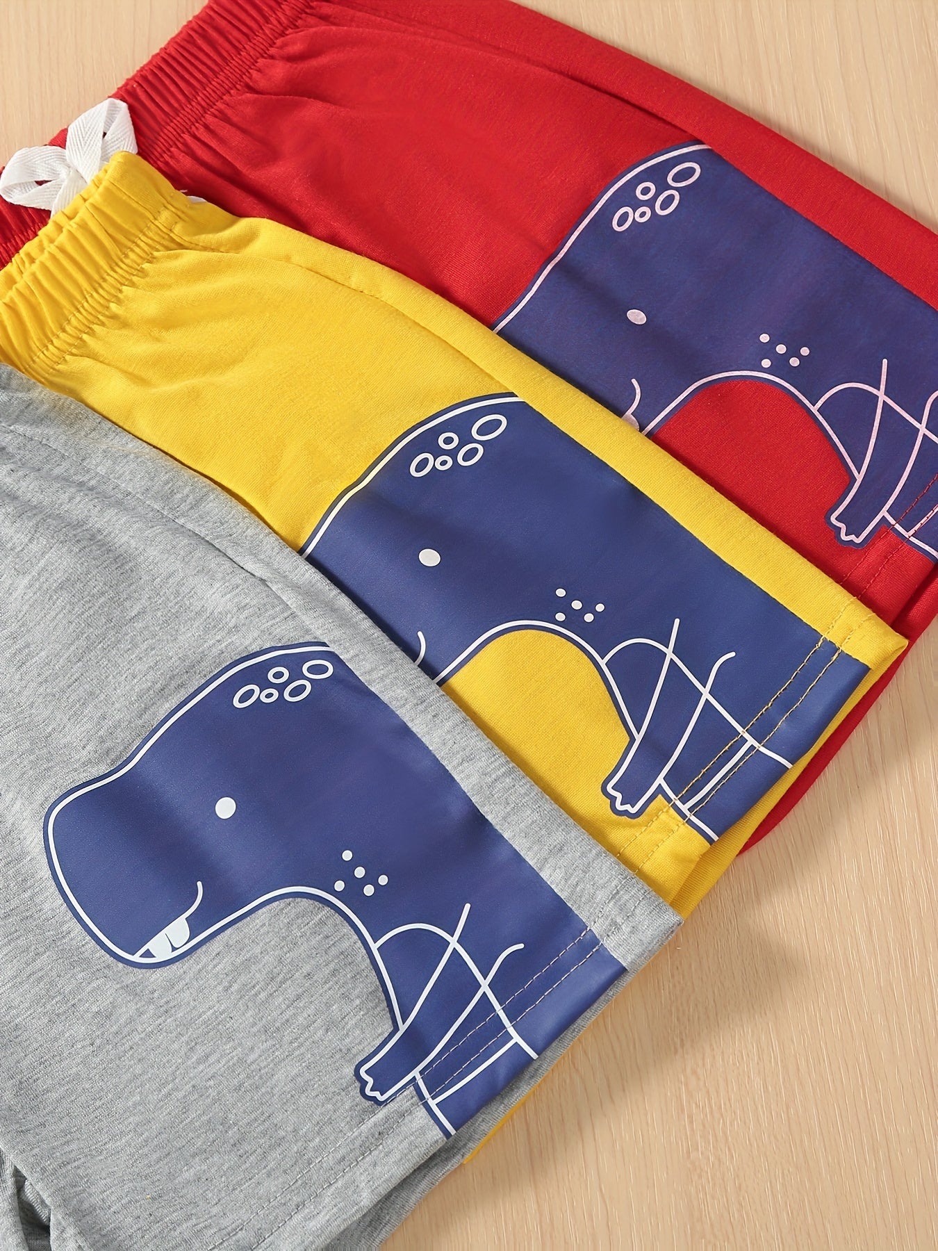 3pcs Dinosaur Print Boys Comfortable Shorts For Summer
