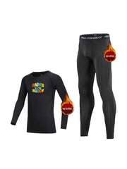 2pcs Kids Fleece Compression Sets Letter Print Pullover Matching Pants