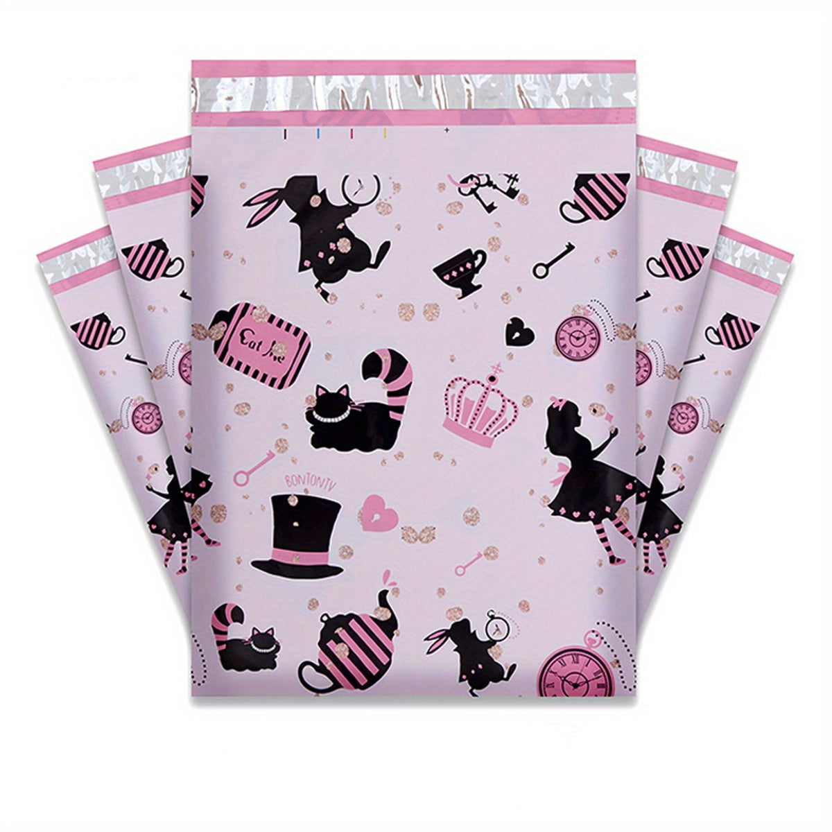 5pcs Light Pink Printed Courier Bag Thickened