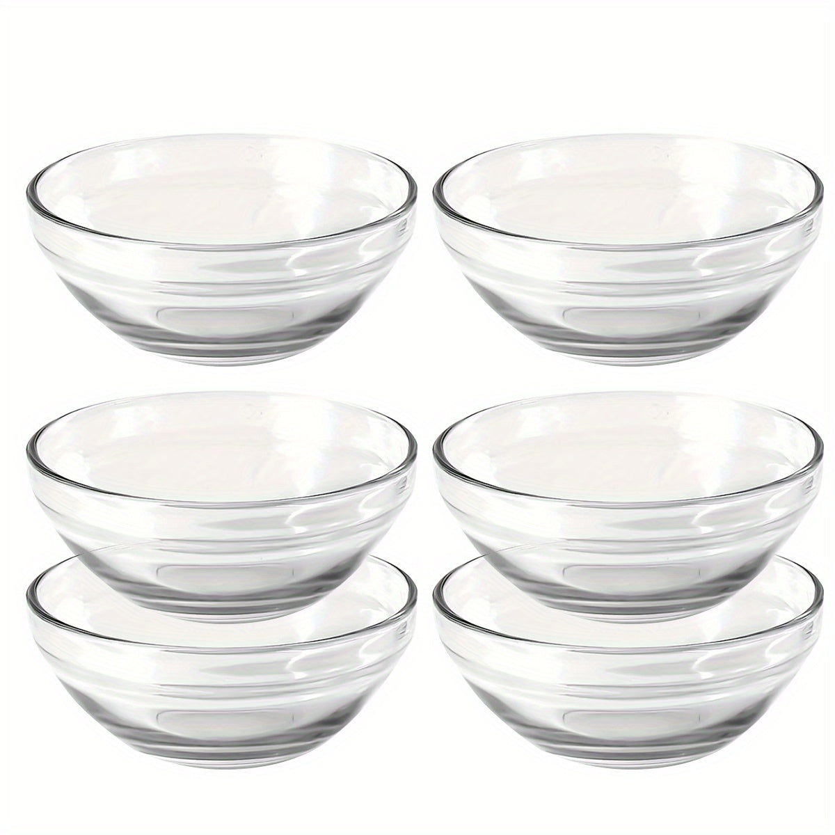 6pcs Glass Round Bowl Mini Meal Preparation Bowl Stackable Utensils Bowl