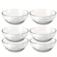 6pcs Glass Round Bowl Mini Meal Preparation Bowl Stackable Utensils Bowl