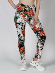 Floral Print Skinny Stretchy Leggings High Waist Yoga Leggings