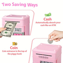 Kids Money Bank Automatic Paper Money Scroll Saving Box Electronic ATM Coin Bank