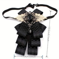Classic Crystal Bow Tie Lace Wings Plaid Pattern Bowknot Pre tied Neckties