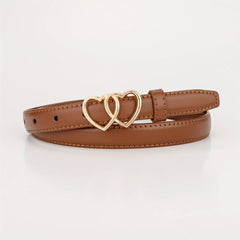 Double Love Heart Buckle Kid's Leather Belt