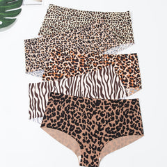 5pcs Seamless Leopard Briefs Comfy & Breathable Panties