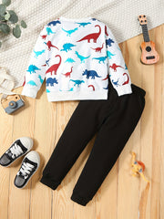 Toddler Boy's Dino Sweatshirt & Sweatpants Set for Spring Fall