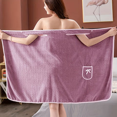 Women's Wearable Bath Towel with Pocket and Bow Detail
