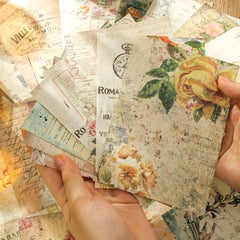 Vintage Scrapbook Paper Retro Flowers Letters Non Sticky 60 Sheets