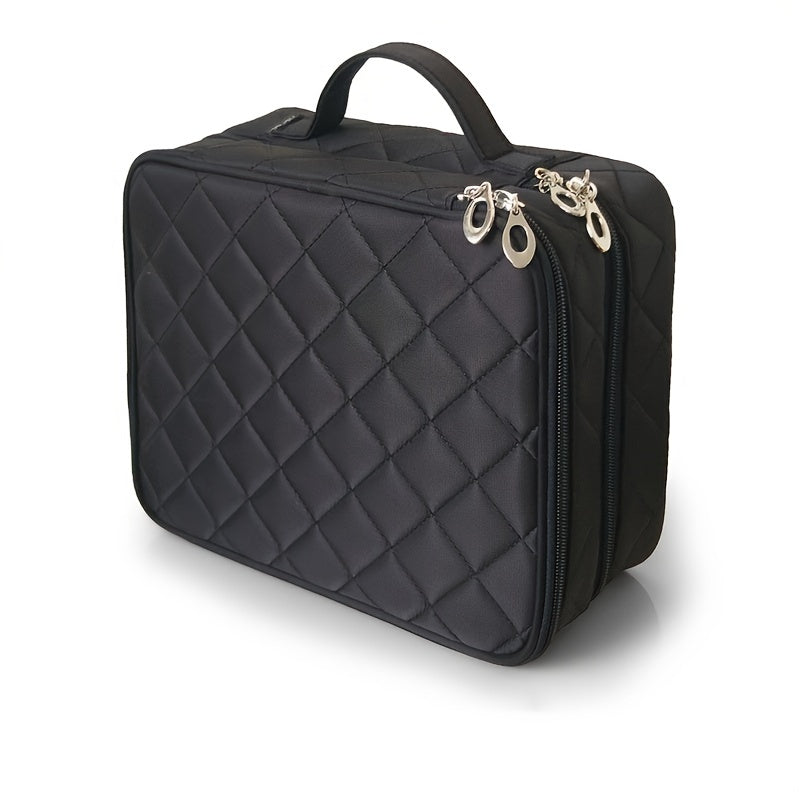 Large Capacity Double Layer Makeup Bag for Travel Portable Cosmetic Bag