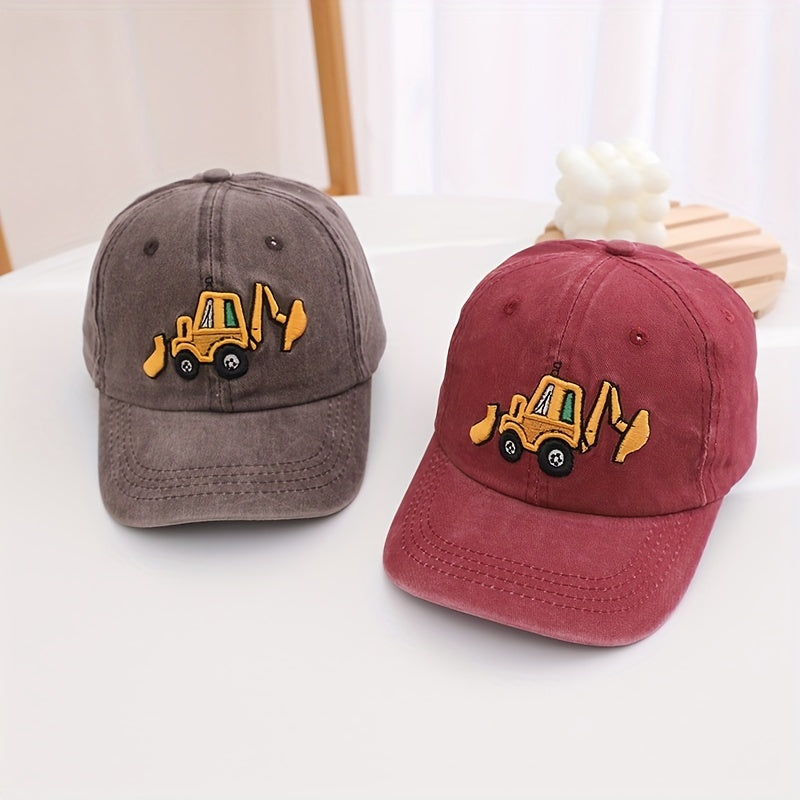 Kids Excavator Embroidered Adjustable Baseball Cap Sun Screen Sport Hat