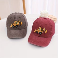 Kids Excavator Embroidered Adjustable Baseball Cap Sun Screen Sport Hat