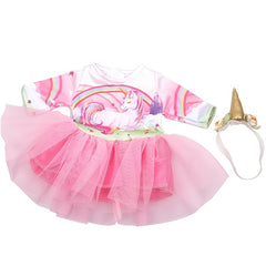 18" American Doll Unicorn Gauze Skirt Hair Band 2Pc Set Costume Accessories