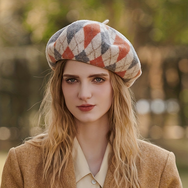 Vintage Beret Cap Women Painter Hat Classic Beanies Octagonal Hats