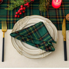Christmas Green Yellow Plaid Table Runner Home Restaurant Hotel Mat