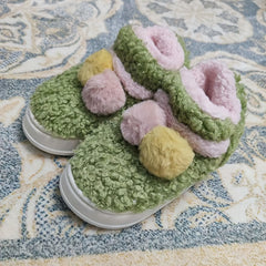 Girls Slip-On Fleece House Shoes Soft Bottom Non-Slip Walking Shoes
