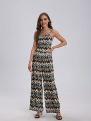 Striped Two Piece Set Crop Cami Top & Wide Leg Pants Outfit