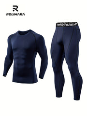 Quick Dry Men's Sports Suit: Moisture Wicking Compression Top & Leggings