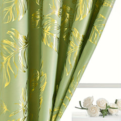 Bronzing Feather Pattern Green Curtain Modern Classic European Style