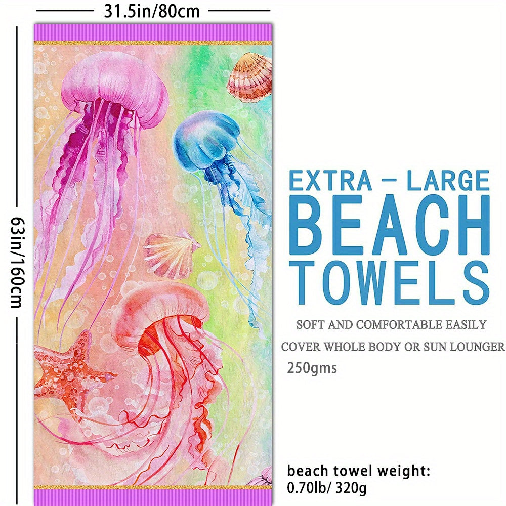 Marine Animals Absorbent Beach Towel for Beach Pool Party Holiday