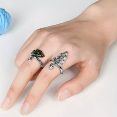 2pcs Vintage Peacock Ring Sweater Thread Ring Artifact Old Jewelry Creative