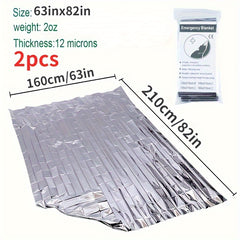 2pcs Emergency Mylar Thermal Blankets for Survival Outdoors
