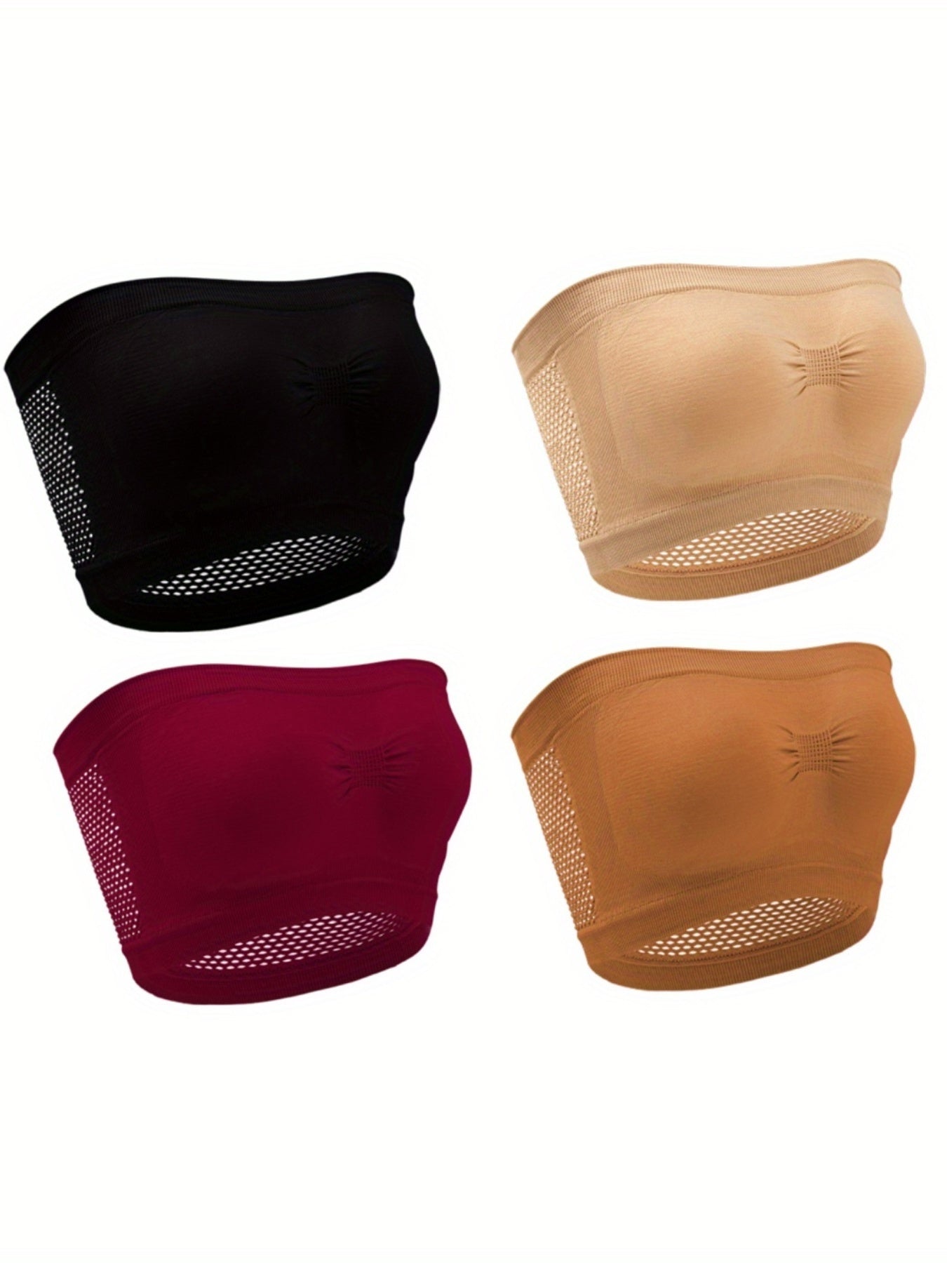 4 Pack Plus Size Sexy Bra Set Anti Slip Non Padded Stretchy