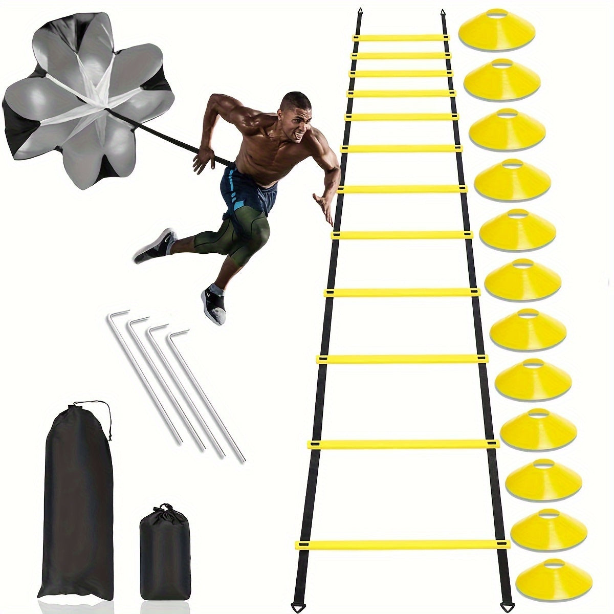 Pro Agility Set - Ladder, Cones, Piles, Resistance Umbr