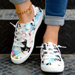 Women's Tie Dye Canvas Shoes Low Top Flat Sneakers