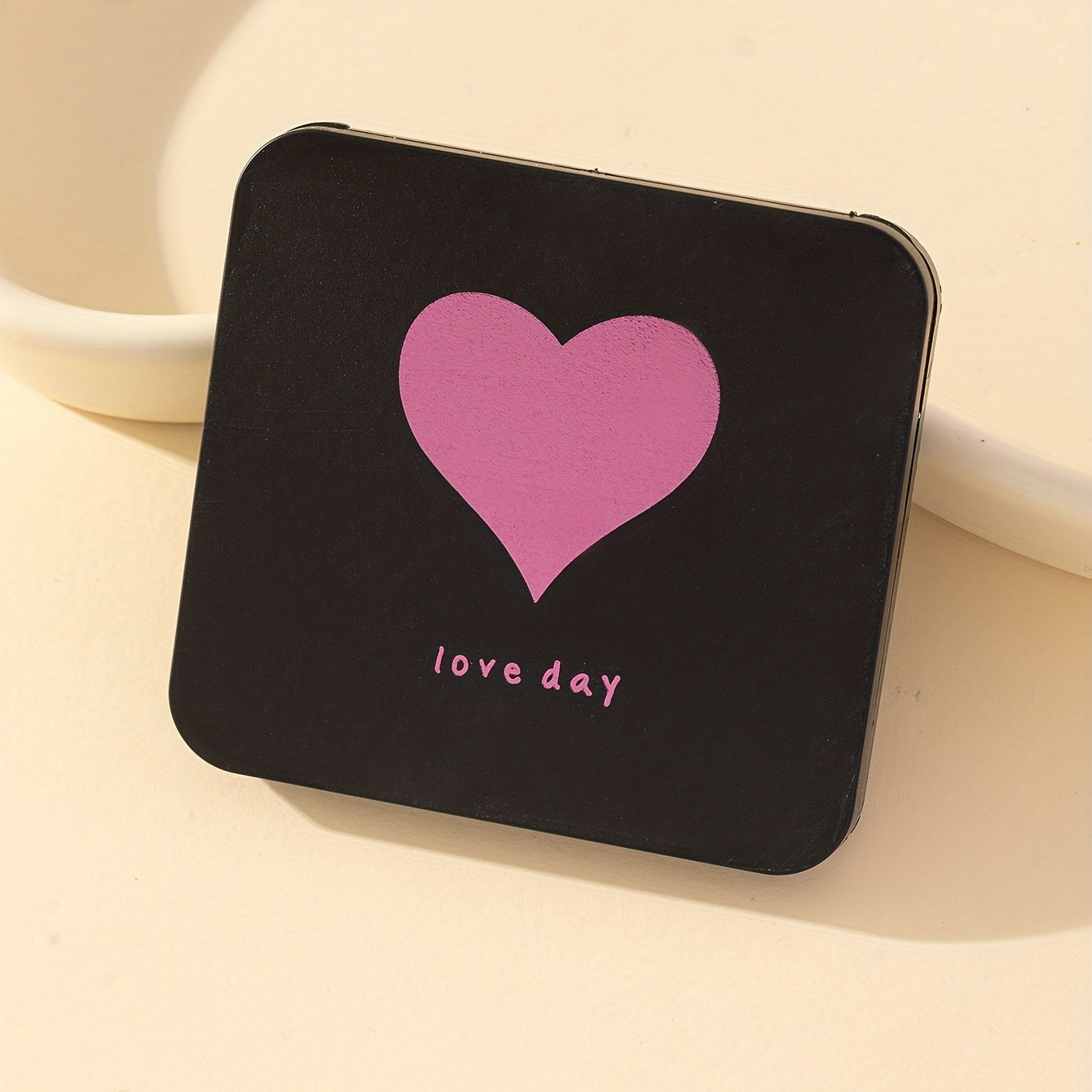 Heart Pattern Square Makeup Mirror Double Side Folding Beauty Mirror