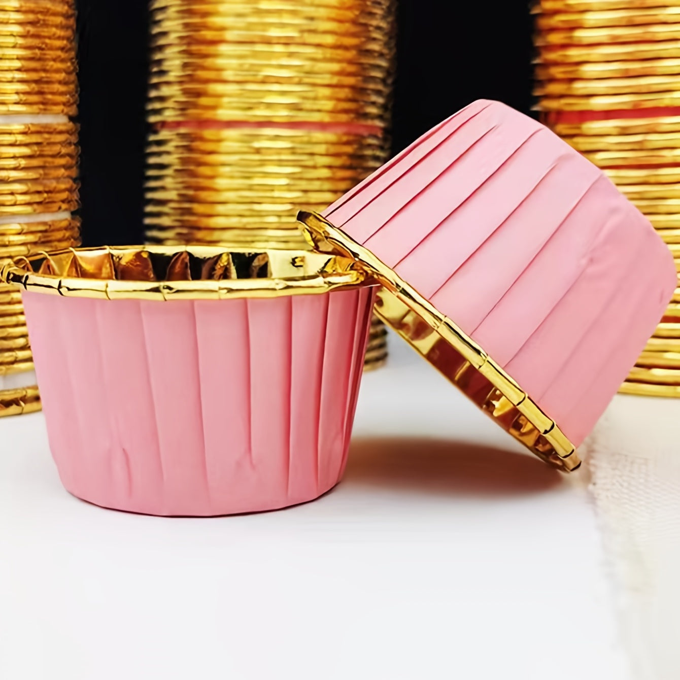 30pcs Pink Golden Muffin Cups Cake Mould Set