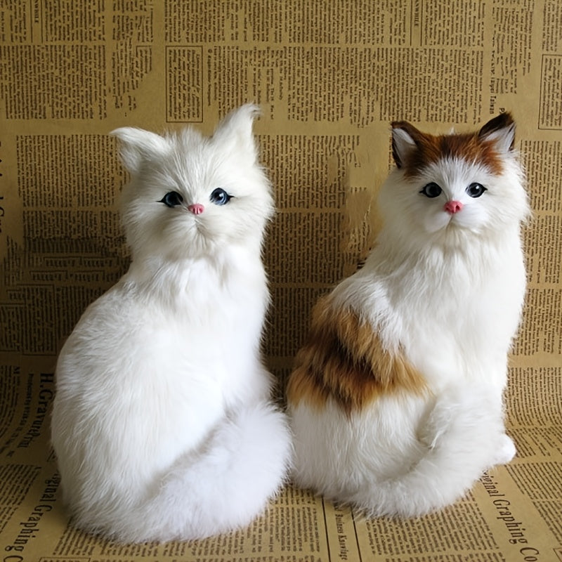 WhimsyCrafts Realistic Plush Cat Figurine Simulation Animal Cat Ornament