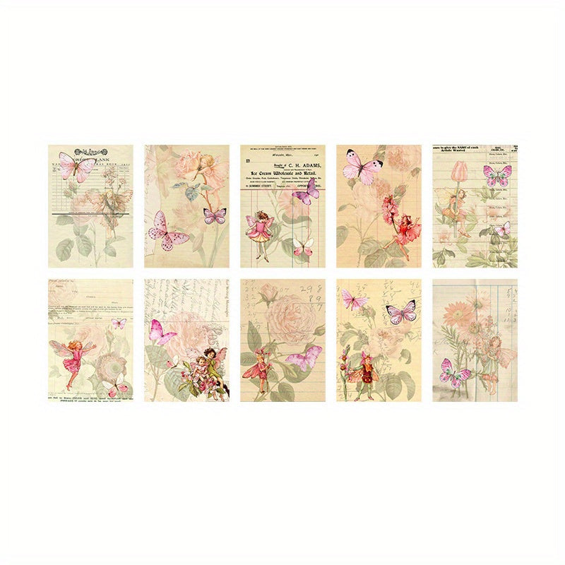 50pcs Flower Fairy Theme Retro Bill Decoration Pack