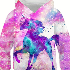 Kids Cartoon Unicorn Hoodie Boys Girls Sweatshirt 4-14 Years Old