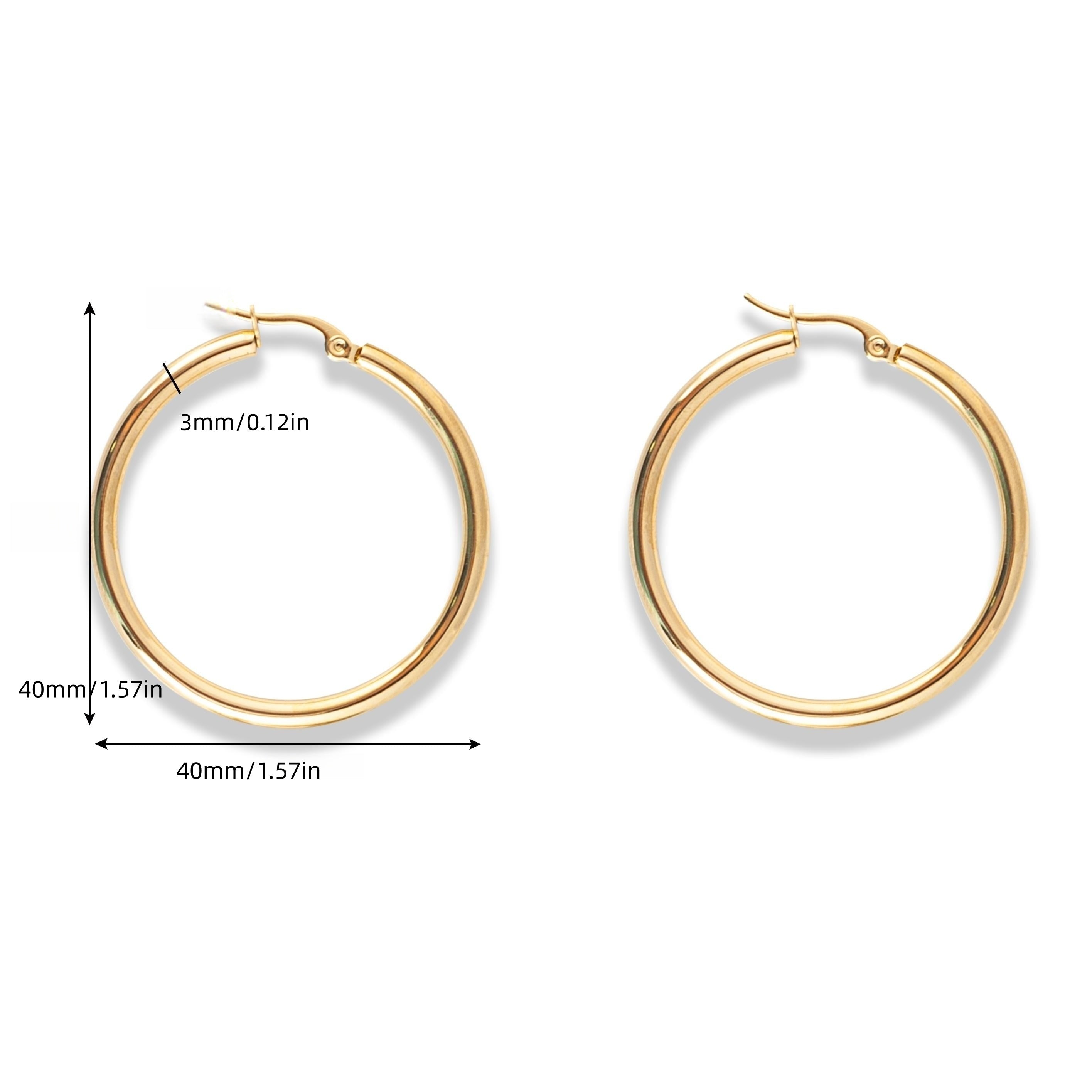 6 Pairs of Golden Round Hoop Earrings Set for Girls