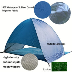 Beach Tent for 2-3 Adults with UPF 50 Sun Shelter