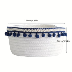 Cotton Rope Storage Basket Ethnic Tassel Storage Frame