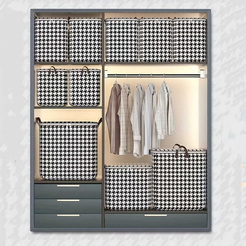 Large Capacity Houndstooth Storage Box Lightweight Versatile Organizer