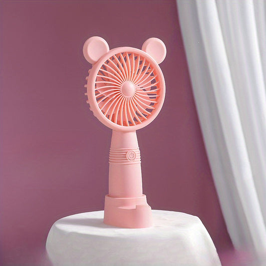 USB Charging Handheld Fan with Mobile Phone Stand Holder Cartoon Shape