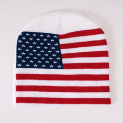 Unisex Flag Jacquard Beanie Block Knit Hat Lightweight Warm Skull Cap
