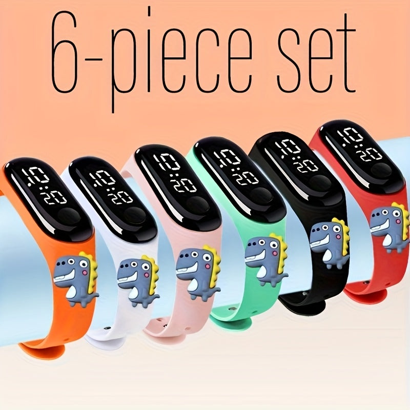 6pcs LED Dinosaur Figurine Watch Set for Kids Birthday