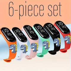 6pcs LED Dinosaur Figurine Watch Set for Kids Birthday