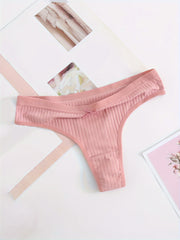 4 Pairs Solid Cotton G Strings & Thongs