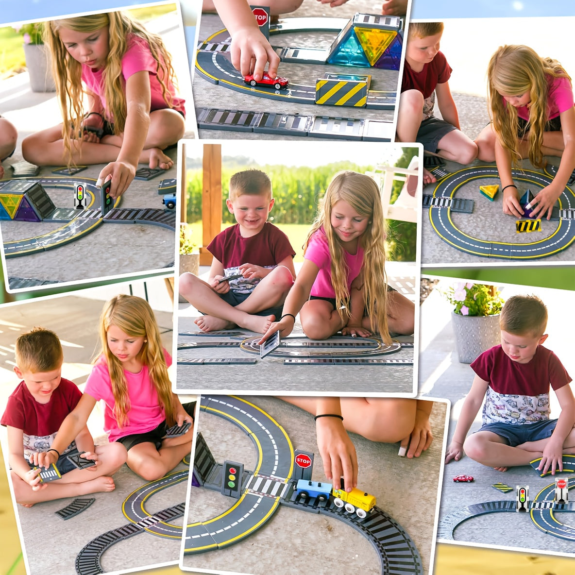 26pcs Magnetic Tiles Road & Train Track Expansion Pack Building Blocks