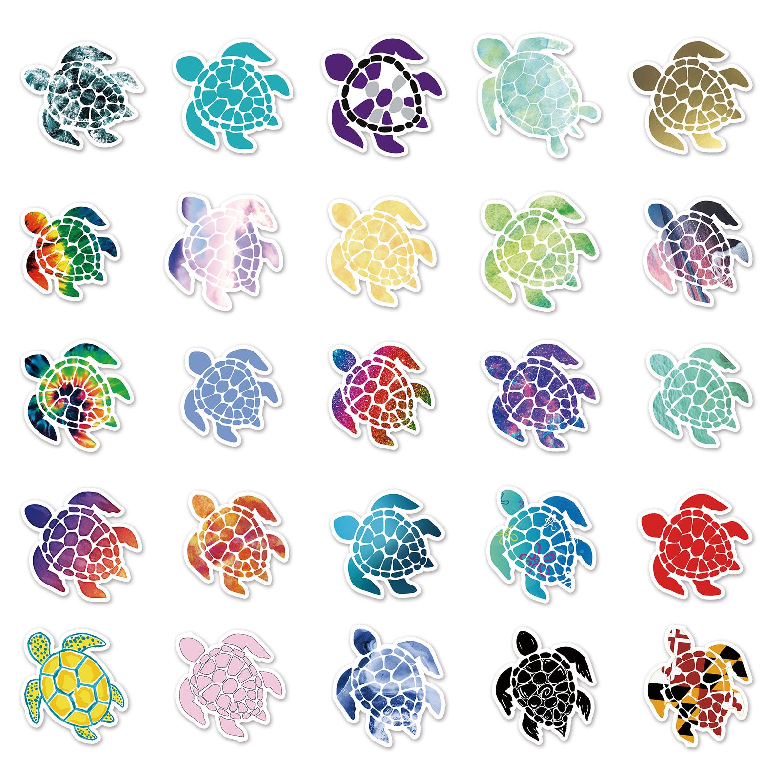 50pcs Colorful Sea Turtle Stickers Vinyl Decals for Water Bottles & More