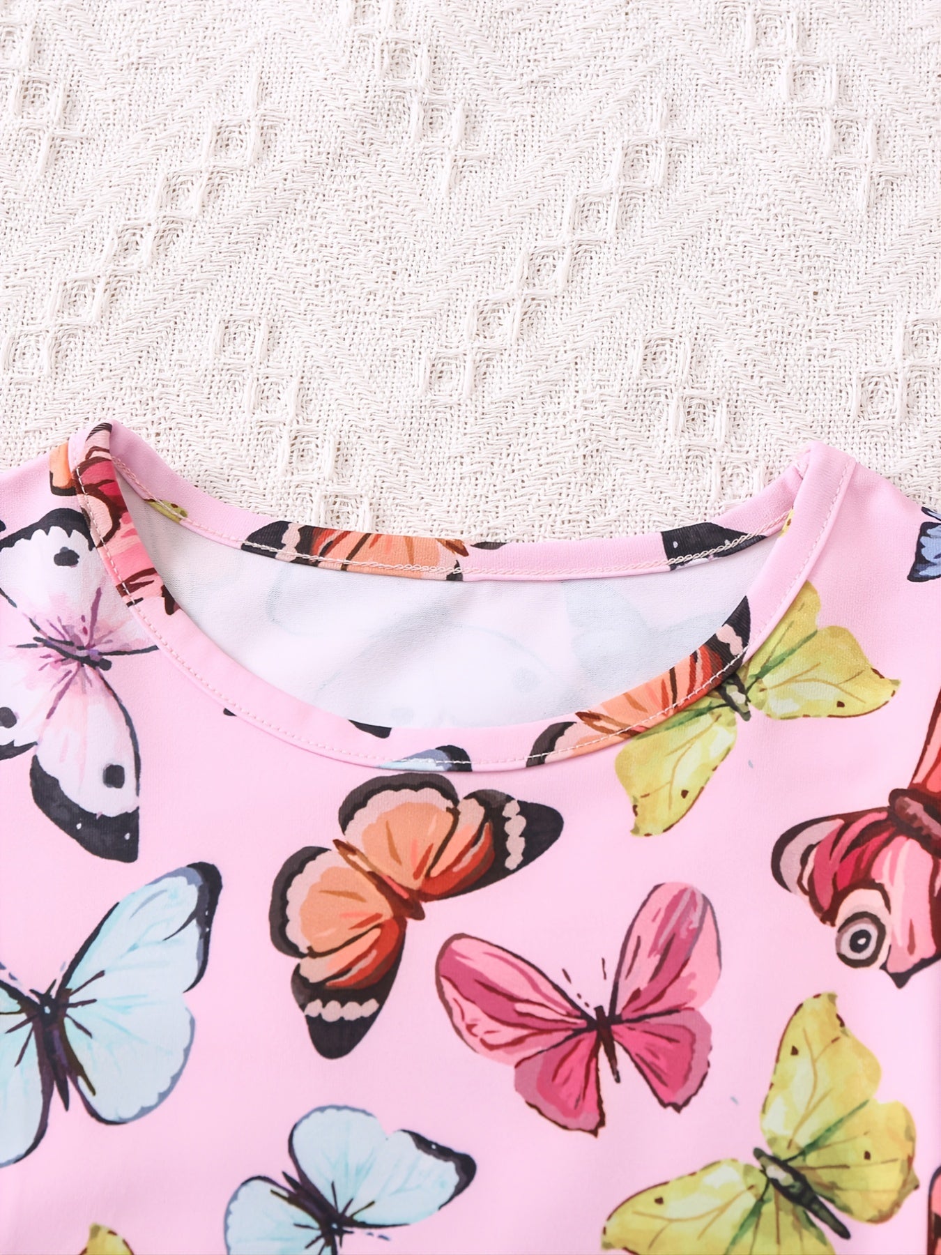 Girls Butterfly Print Tee & Shorts Set - Summer Clothes